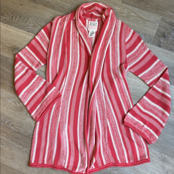 Billabong Women's Cardigan Sweater Open Front Knit  Boho size medium coral - Picture 1 of 12